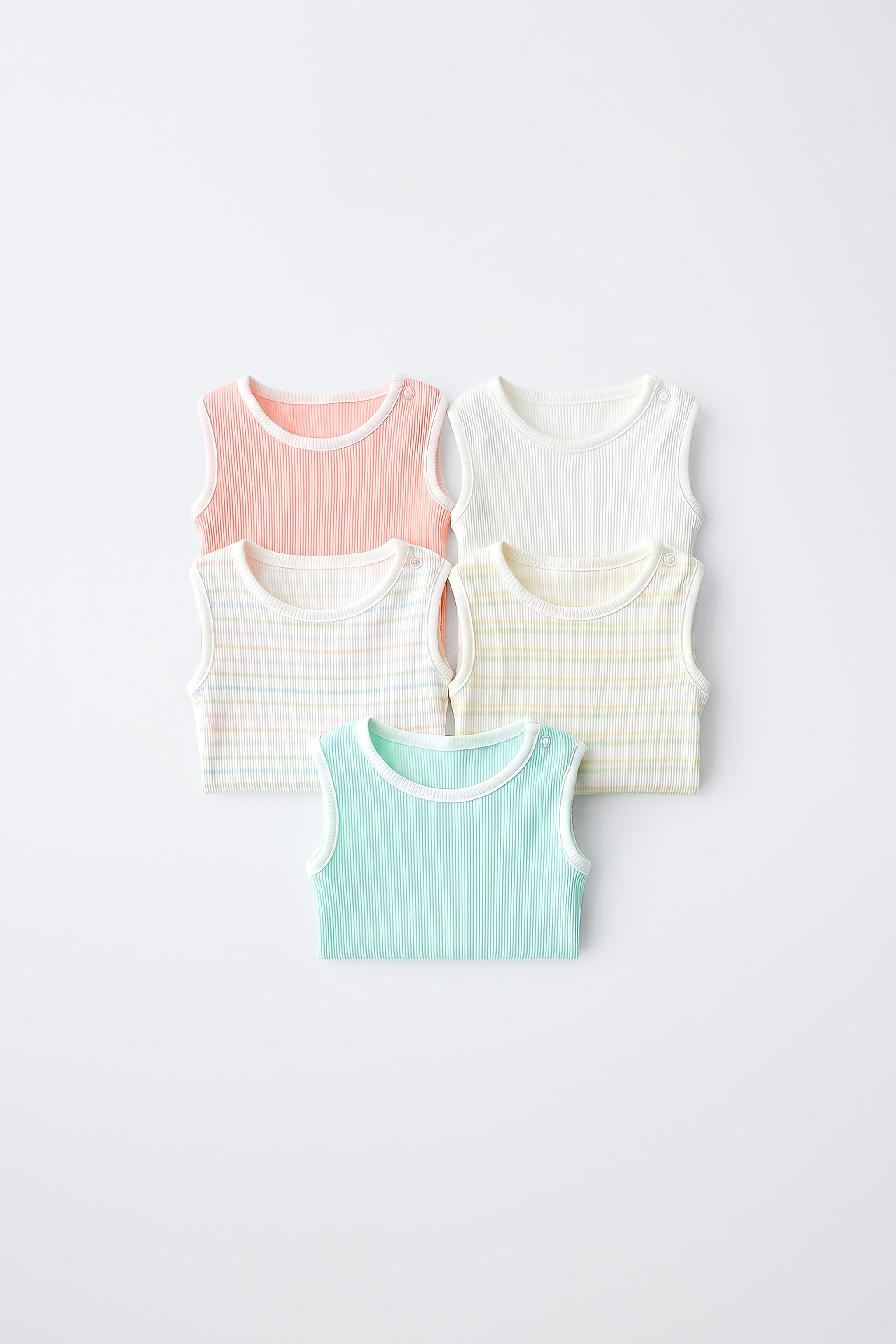 FIVE-PACK STRIPED SLEEVELESS BODYSUITS